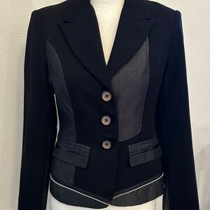 S On Line Black Tailored Blazer with Dark Gray Paneling